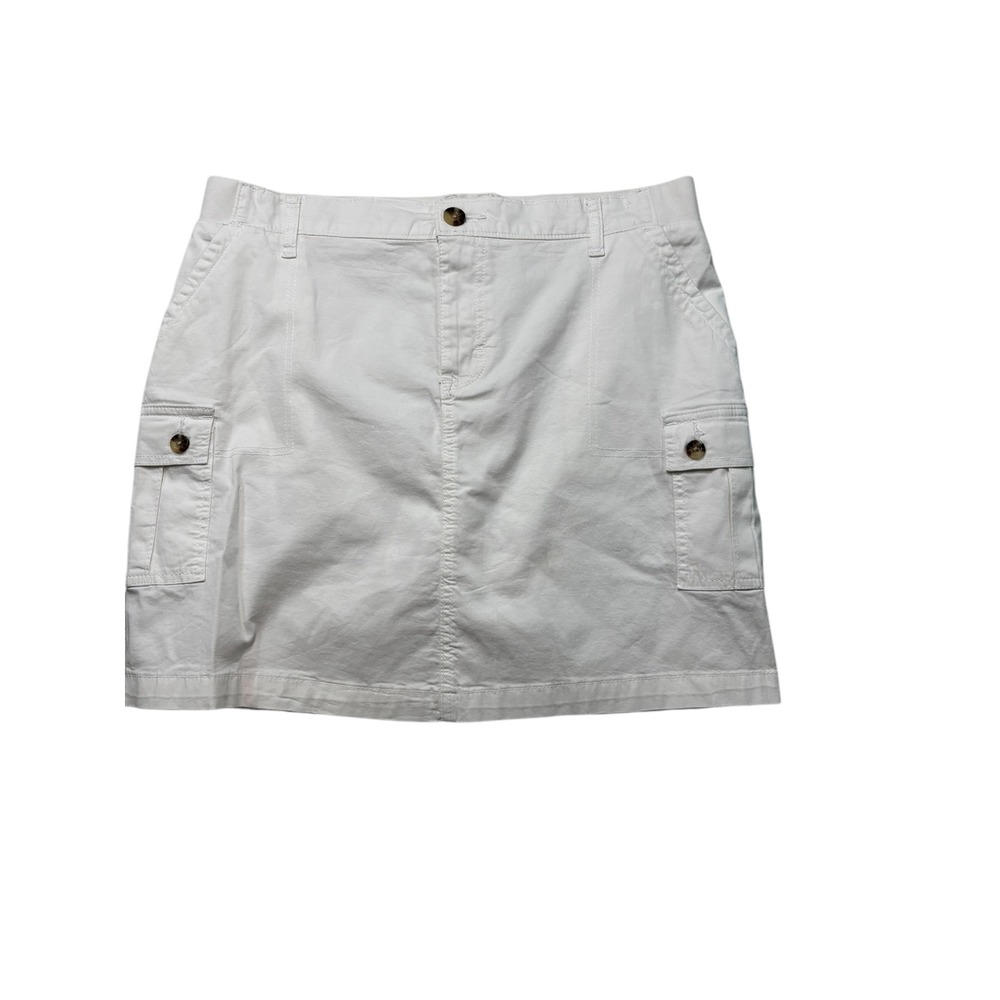 Lee Womens White Cargo Skort Size 12 Medium Utility Mini Skirt Cotton Blend #K25